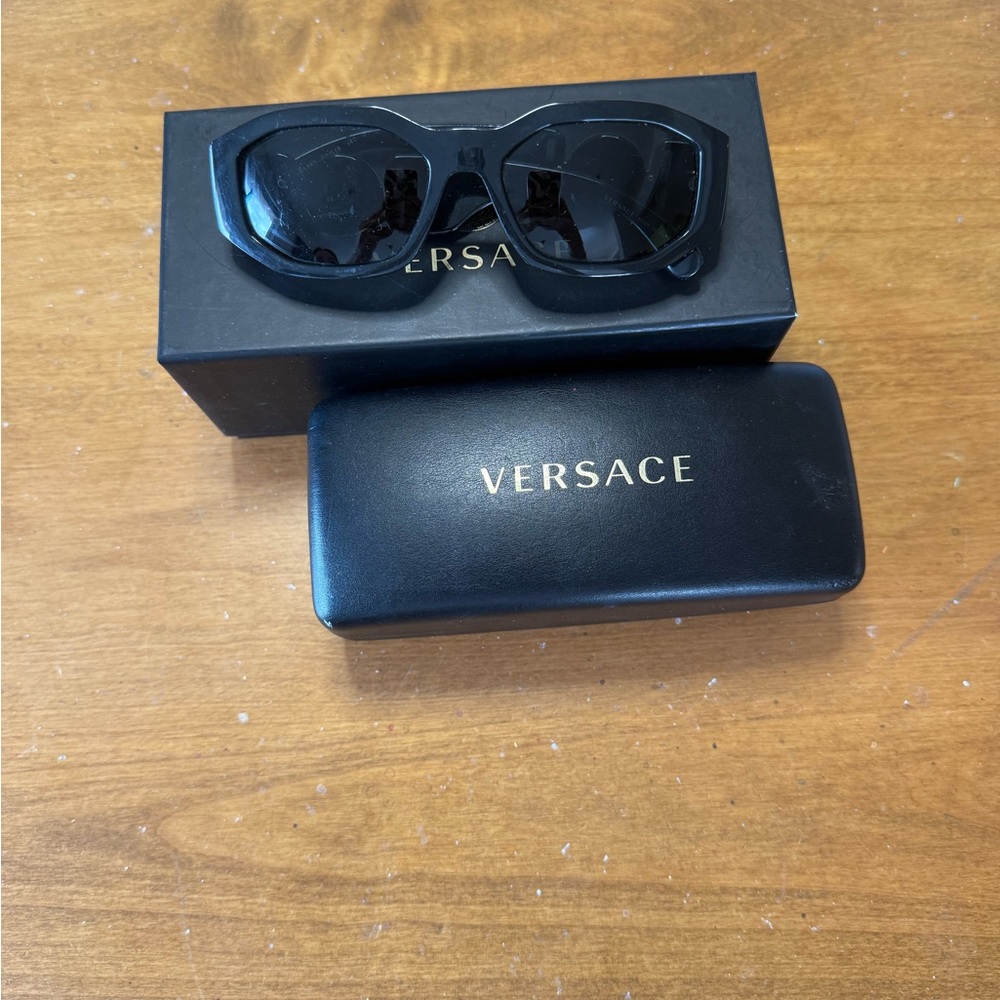 Versace Black Rectangular Sunglasses